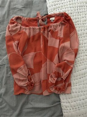 a new day Coral and Blush Floral Off-Shoulder Top